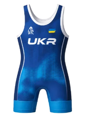 Трико борцівське “UKR Пікселі” синє